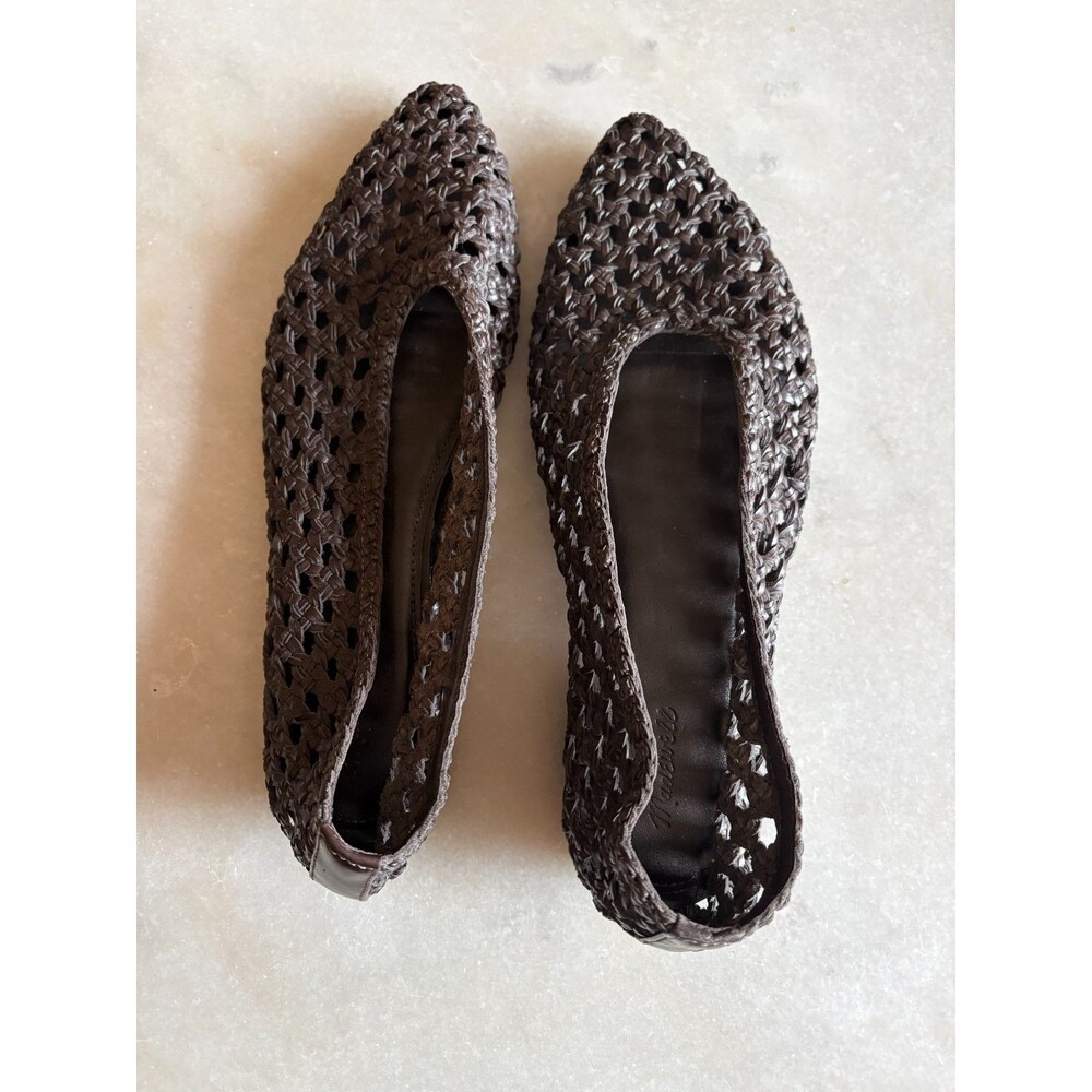 MADEWELL size 10 The Ruth Ballet Flat Woven Leather NU881 Chocolate Brown NWOB - Picture 4 of 9